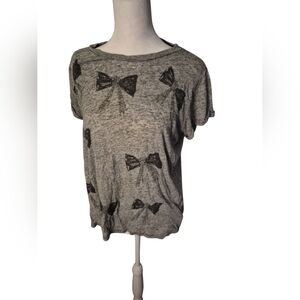 Gray Bow Print Women's Top